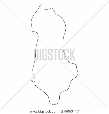 Albania - Solid Black Outline Border Map Of Country Area. Simple Flat Vector Illustration