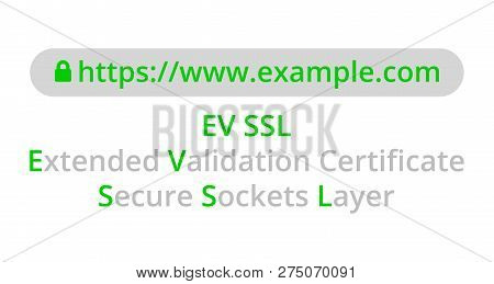 Secure Connection Concept. Extended Validation Certificate With Secure Sockets Layer. Https Website.