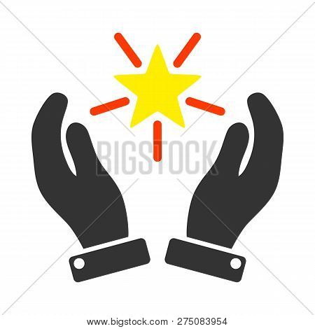 Shine Star Care Hands Vector Illustration. A Flat Illustration Iconic Design Of Shine Star Care Hand