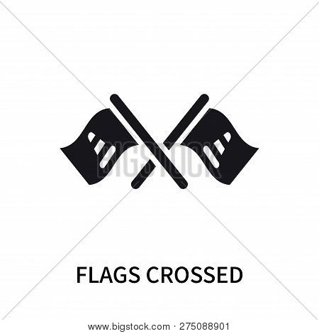 Flags Crossed Icon Isolated On White Background. Flags Crossed Icon Simple Sign. Flags Crossed Icon 