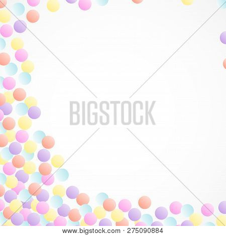 Corner Frame On The Background Of Multicolored Confetti. Template For Cards, Free To Write. Vector I