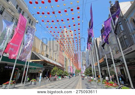 Melbourne Australia - November 30, 2018: Unidentified People Visit Bourke Street Shopping Street In 