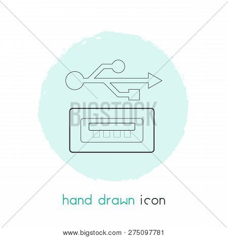 Usb Ports Icon Line Element.  Illustration Of Usb Ports Icon Line Isolated On Clean Background For Y