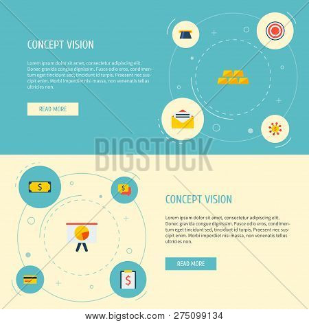 Set Of Financial Icons Flat Style Symbols With Bank Card, Money Source, Chart And Other Icons For Yo