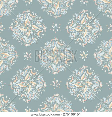 Colorful Lily Mandala Pattern On Green Background