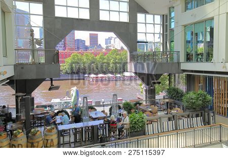 Melbourne Australia - November 30, 2018: Unidentified People Dine At Southgate Shopping Mall In Melb
