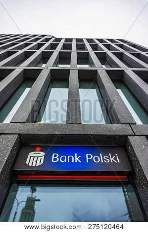 Poznan, Poland - November 16, 2018: Pko Bank Polski Sign On The New Baltyk Office Building In The Ci