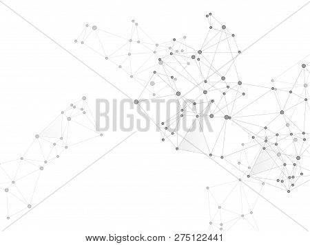 Gometric Plexus Structure Cybernetic Concept. Network Nodes Greyscale Plexus Background. Coordinates