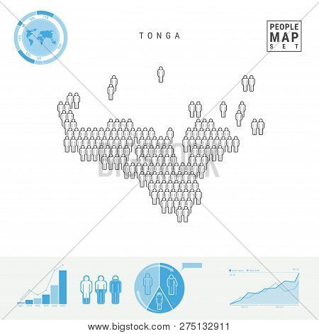 Tonga People Icon Map. People Crowd In The Shape Of A Map Of Tonga. Stylized Silhouette Of Tonga. Po