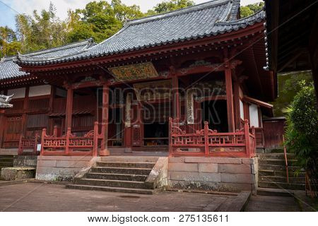 Nagasaki, Japan - October 24, 2018: Sofukuji Temple, the great leaders Hall, a national treasure 