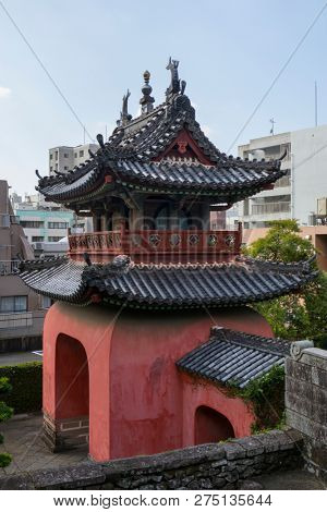 Nagasaki, Japan - October 24, 2018: Sofukuji Temple Gate, a Chinese temple that is one of the best examples of Ming Dynasty temple architecture   