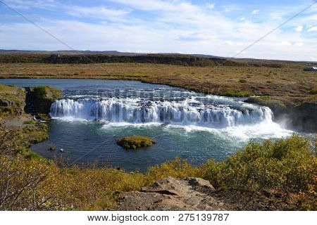 Faxafoss Or Faxifoss Waterfall Located In Iceland