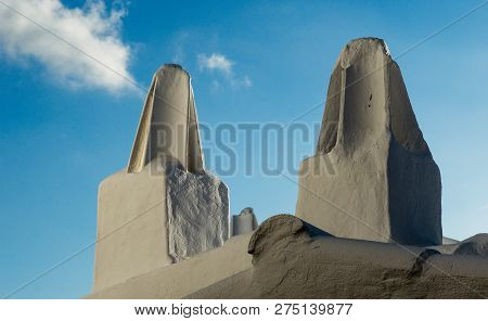 Typical Chimney Roof With White Walls And Roof Of The Fishing Village Binibeca Menorca Spain