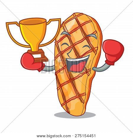 Boxing Winner Grilled Chicken Breasts Isoslated On Mascot