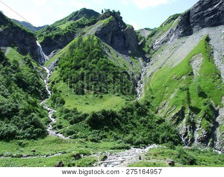 Waterfalls In Batoni Area, Next To Weisstannen Village - Canton Of St. Gallen, Switzerland