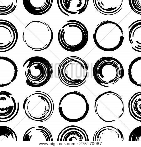 Abstract Seamless Spotted Pattern. Ink Illustration. Grunge Stained Elements. Stock Vector.