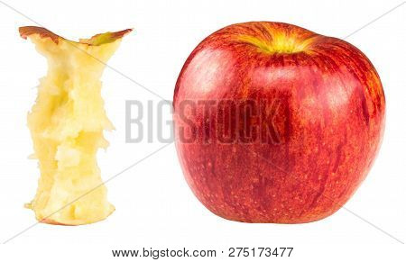 Red Bitten Apple And Whole Apple Isolated On White
