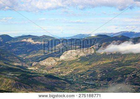 Valley In The French Alps From The Chabre Mountain