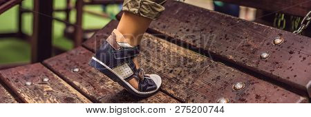 Childrens Orthopedic Shoes On The Boys Feet Banner, Long Format