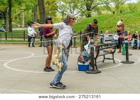 New York, Usa - May 5, 2018: Unidentified People On The Street Of New York.