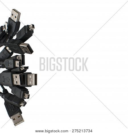 A Lof Of Usb Plugs On White