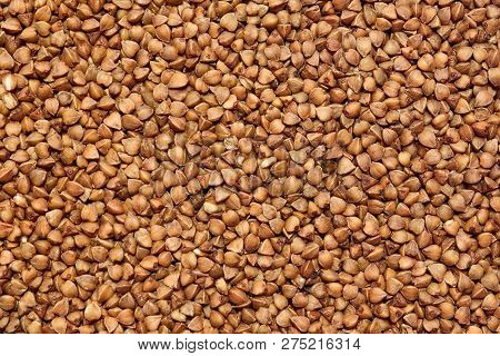 Texture Of Buckwheat. Background Of Buckwheat. Buckwheat Grains