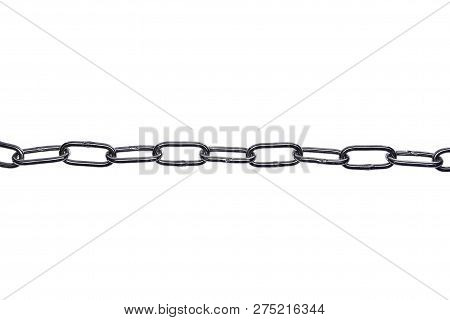 Metal Steel Chain On White Isolated Background