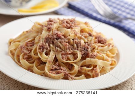 Russian pasta Navy Style closeup