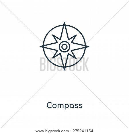 Compass Icon In Trendy Design Style. Compass Icon Isolated On White Background. Compass Vector Icon 