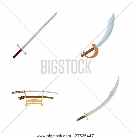 Isolated Object Of Sword And Blade Logo. Set Of Sword And Game  Vector Icon For Stock.