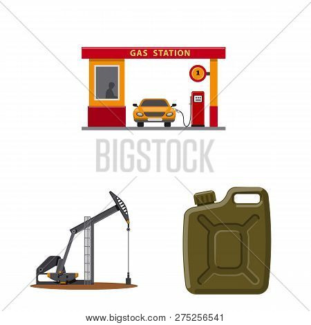 Isolated Object Of Oil And Gas Logo. Collection Of Oil And Petrol Vector Icon For Stock.