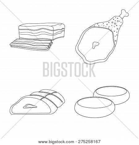 Isolated Object Of Meat And Ham Symbol. Collection Of Meat And Cooking Vector Icon For Stock.