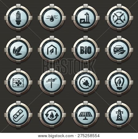 Alternative Energy Vector Stylish Round Buttons For Mobile Applications And Web