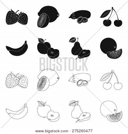 Vector Illustration Of Vegetable And Fruit Logo. Set Of Vegetable And Vegetarian Stock Vector Illust