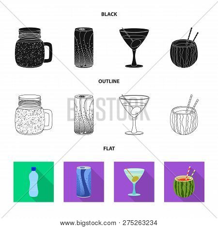 Vector Design Of Drink And Bar Icon. Set Of Drink And Party Vector Icon For Stock.