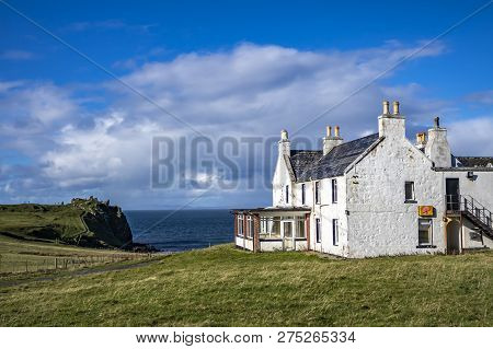 Duntulm, Isle Of Skye , Scotland - October 14 2018 : The Castle Hotel Is Actually A Lost Place