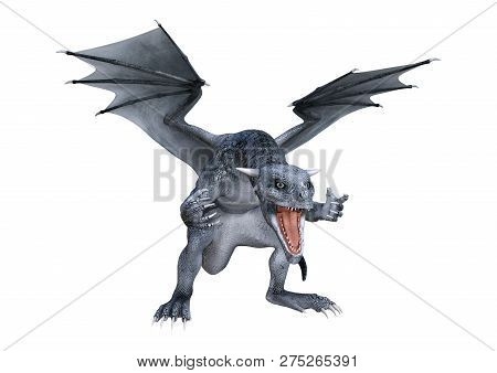 3D Rendering Fairy Tale Dragon On White