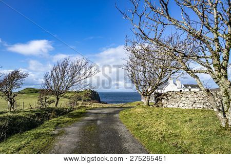 Duntulm, Isle Of Skye , Scotland - October 14 2018 : The Castle Hotel Is Actually A Lost Place