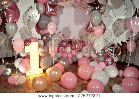 Decorative Photo Sphere With Balloons. Holiday Zone For Children.