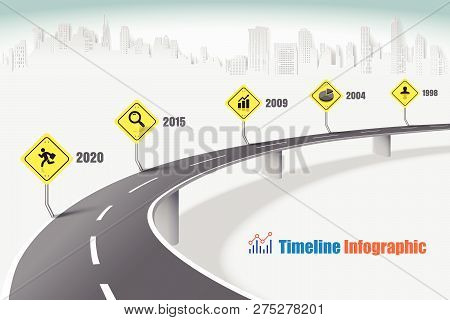 Business Road Map Timeline Infographic Expressway Concepts Designed For Abstract Background Template