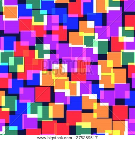 Abstract Squares Pattern. Deep Blue Geometric Background. Exquisite Random Squares. Geometric Chaoti