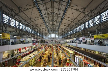 Warsaw, Poland, Europe, December 2018, Hala Mirowska Market And Food Hall