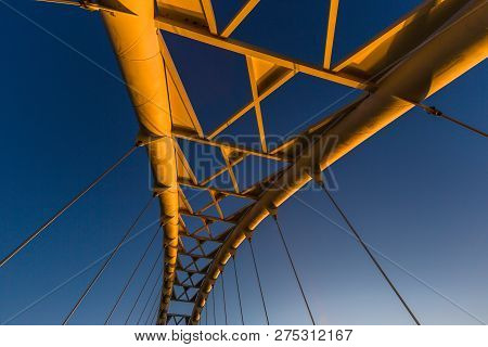 Humber Bridge Light By The Sun On A Crisp Blue Sky
