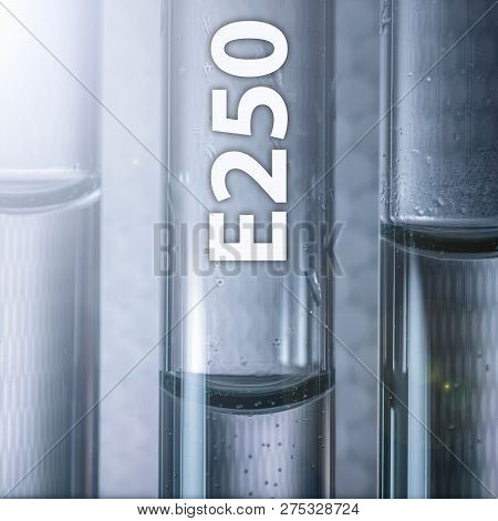 Dangerous Food Additive Sodium Nitrite E250 In A Medical Test Tube
