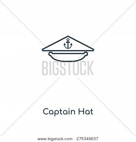 Captain Hat Icon In Trendy Design Style. Captain Hat Icon Isolated On White Background. Captain Hat 