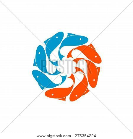 Round Globe Fish Logo White Background Illustartion Design