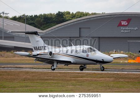 Farnborough, Uk - July 18, 2014: Eclipse 500 Business Jet N843te Being Flown By Bruce Dickinson From