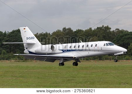 Farnborough, Uk - July 19, 2014: Cessna 680 Citation Soverign D-cleo.