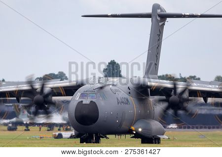 Farnborough, Uk - July 19, 2014: Airbus Defence And Space A400m Military Cargo Aircraft F-wwms.