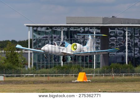 Farnborough, Uk - July 16, 2014: The Airbus E-fan Is A Prototype Electric Aircraft Being Developed B